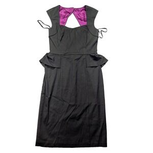 White House Black Market peplum Dress Black Size 4 cut out Cottagecore Farmhouse